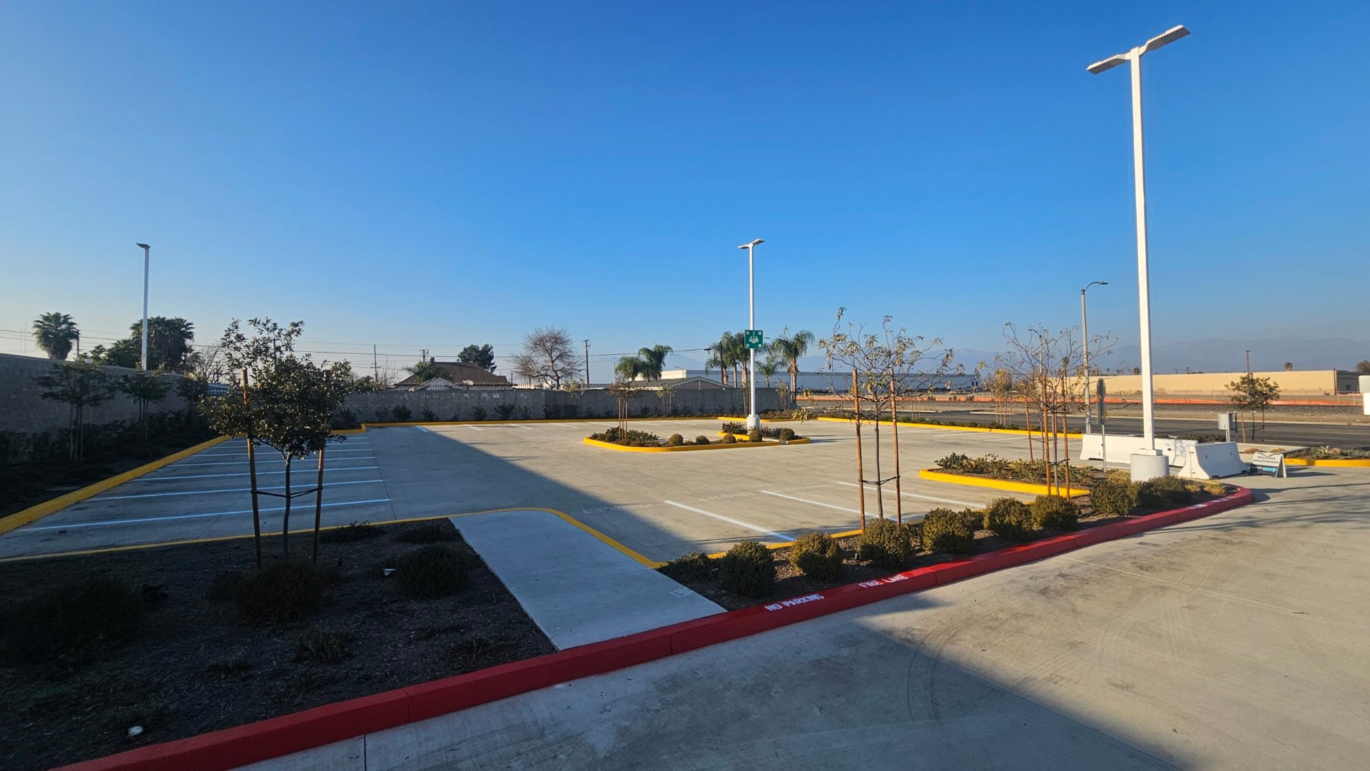 Parking lot with curb painting